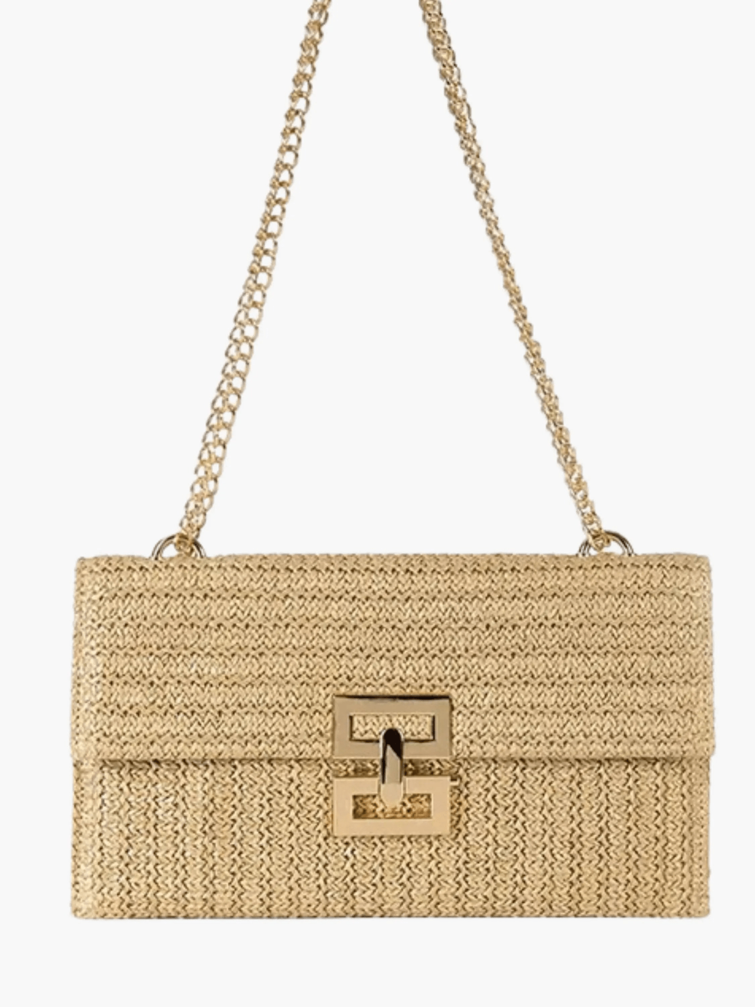 Soleil | Woven Raffia Chain Shoulder Bag – Effortless Chic