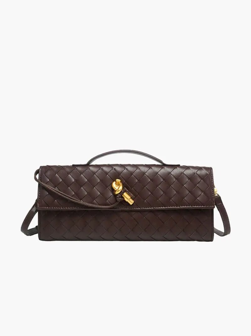 Isla | Black Woven Leather Shoulder Bag – Modern Luxury