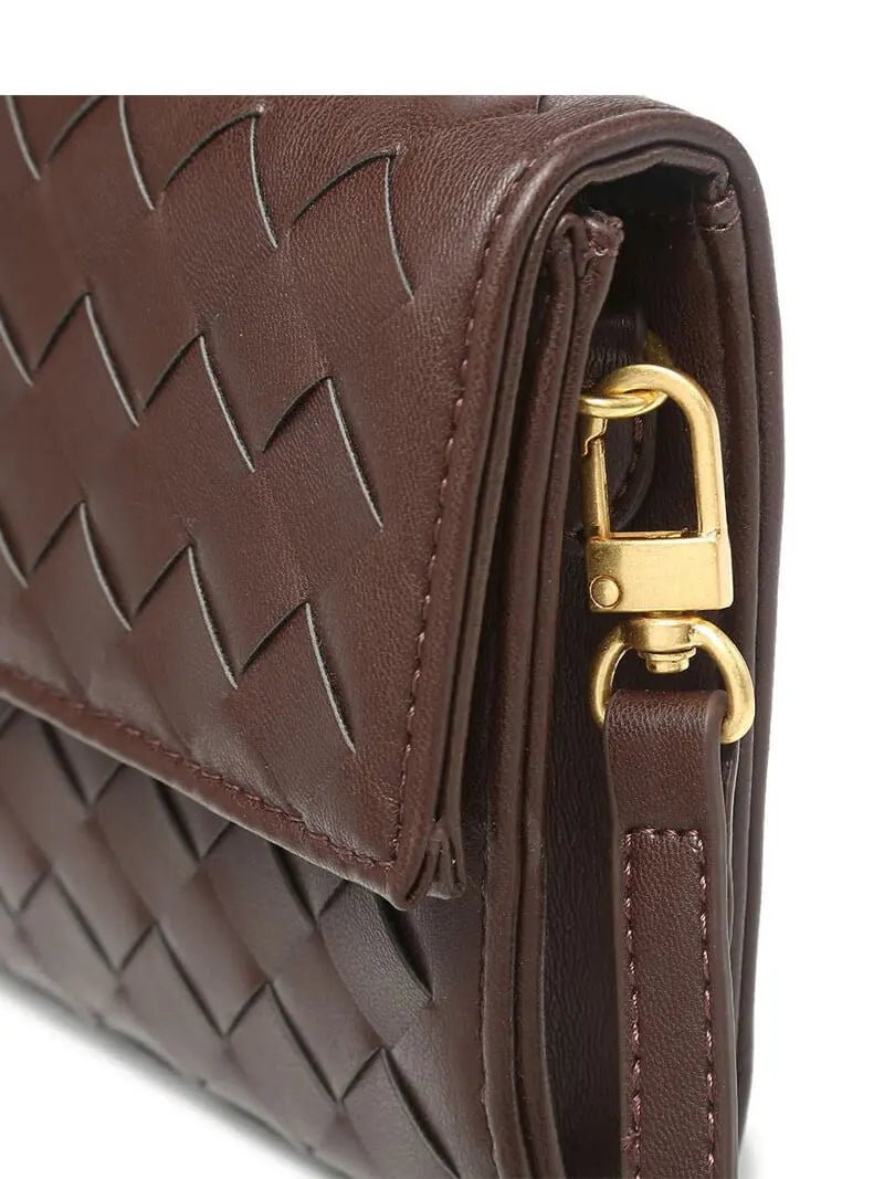 Isla | Black Woven Leather Shoulder Bag – Modern Luxury