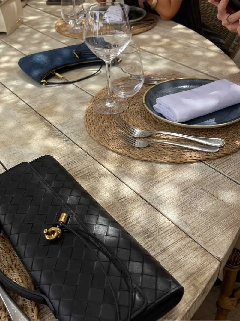 Isla | Black Woven Leather Shoulder Bag – Modern Luxury