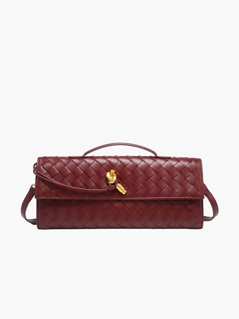 Isla | Black Woven Leather Shoulder Bag – Modern Luxury