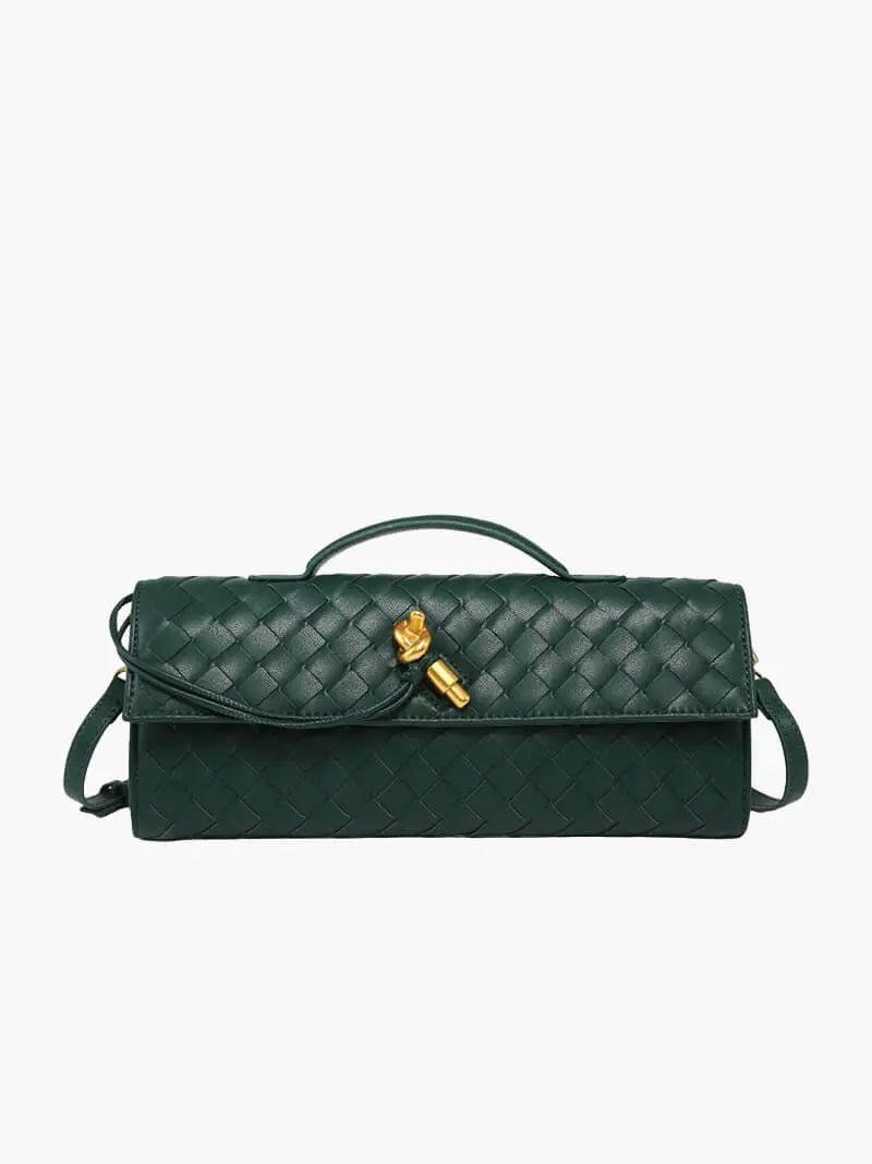 Isla | Black Woven Leather Shoulder Bag – Modern Luxury