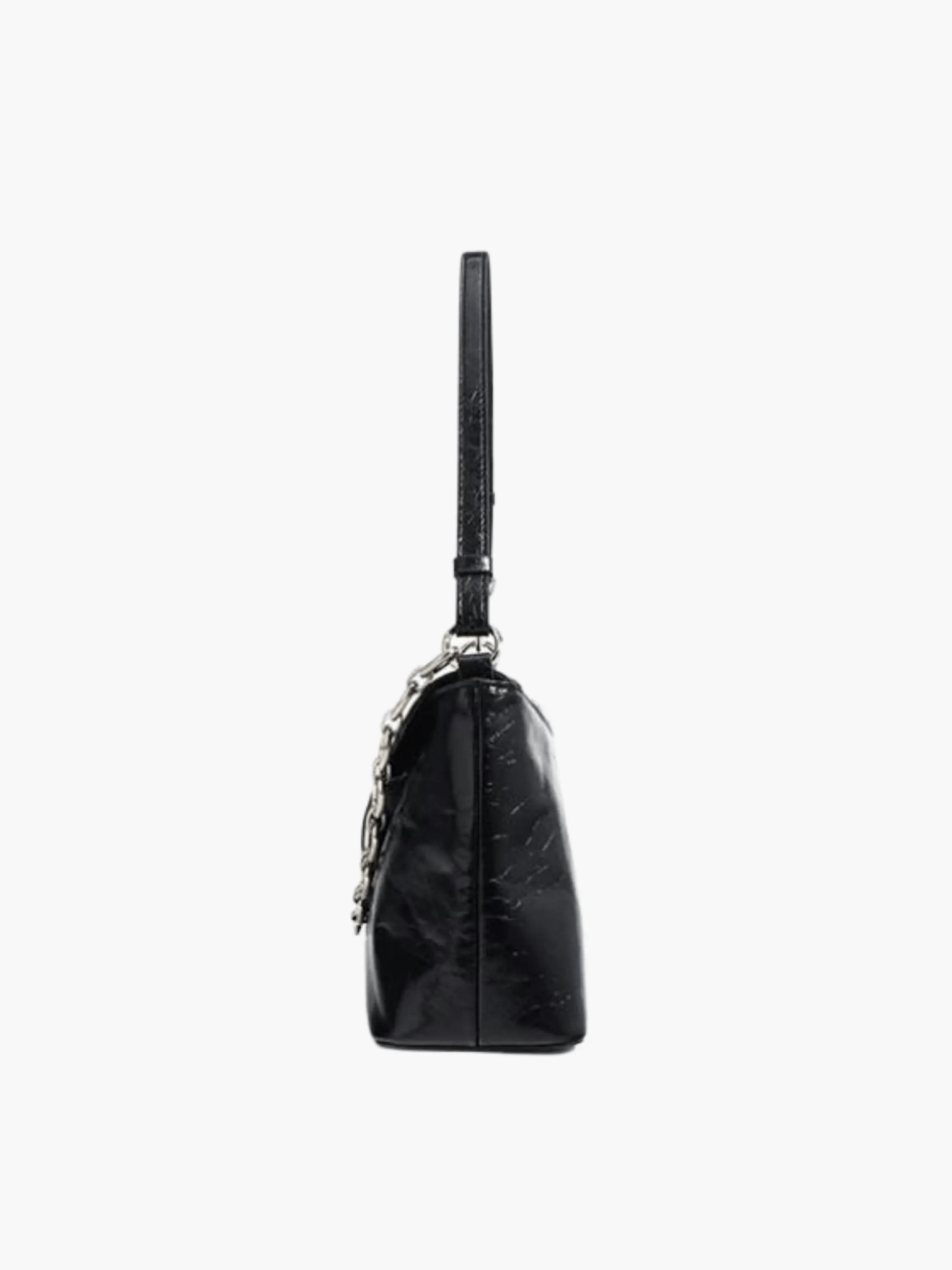 Aria | Luxe Glossy Brown Shoulder Bag – Modern & Edgy