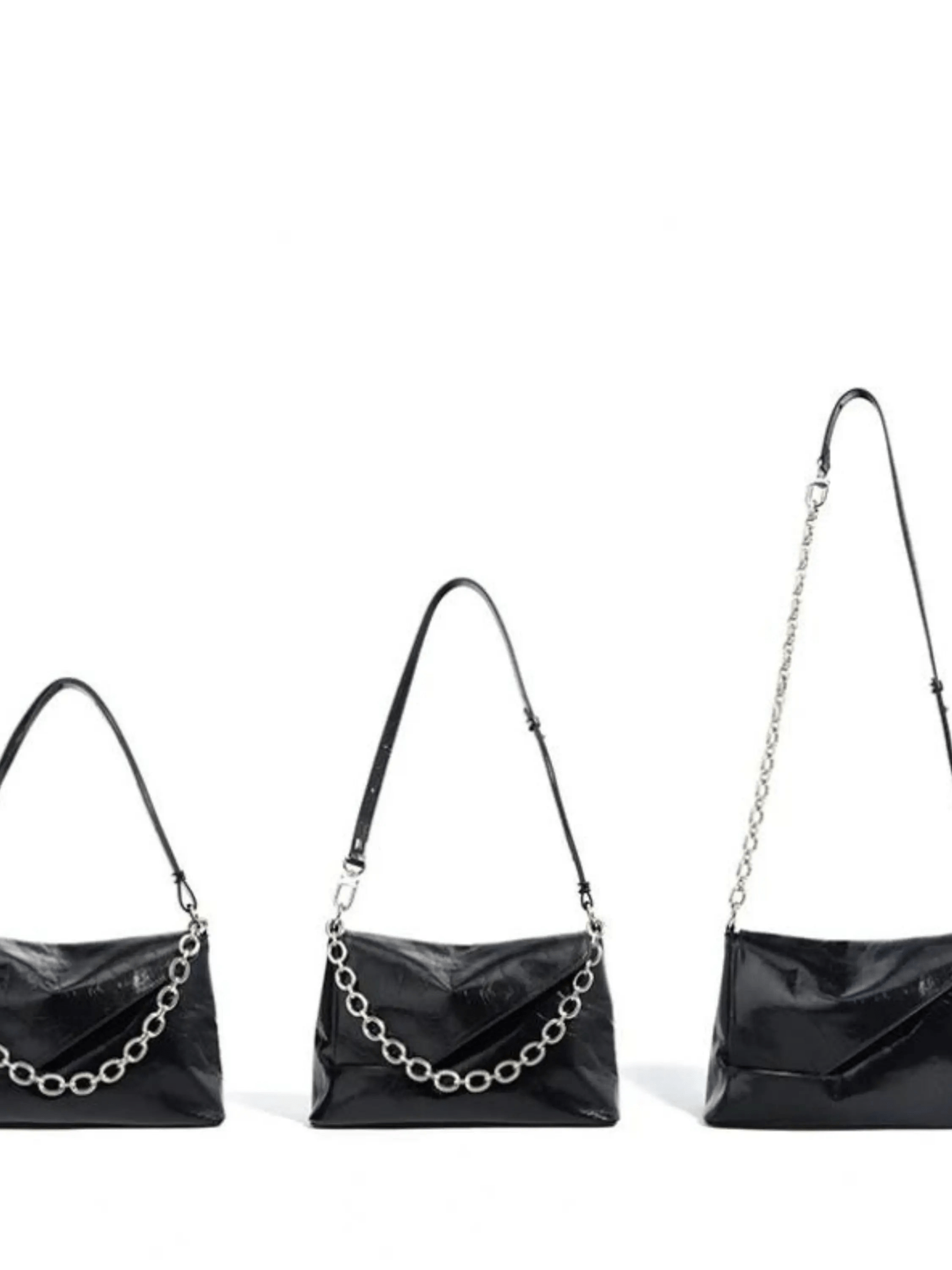 Aria | Luxe Glossy Brown Shoulder Bag – Modern & Edgy