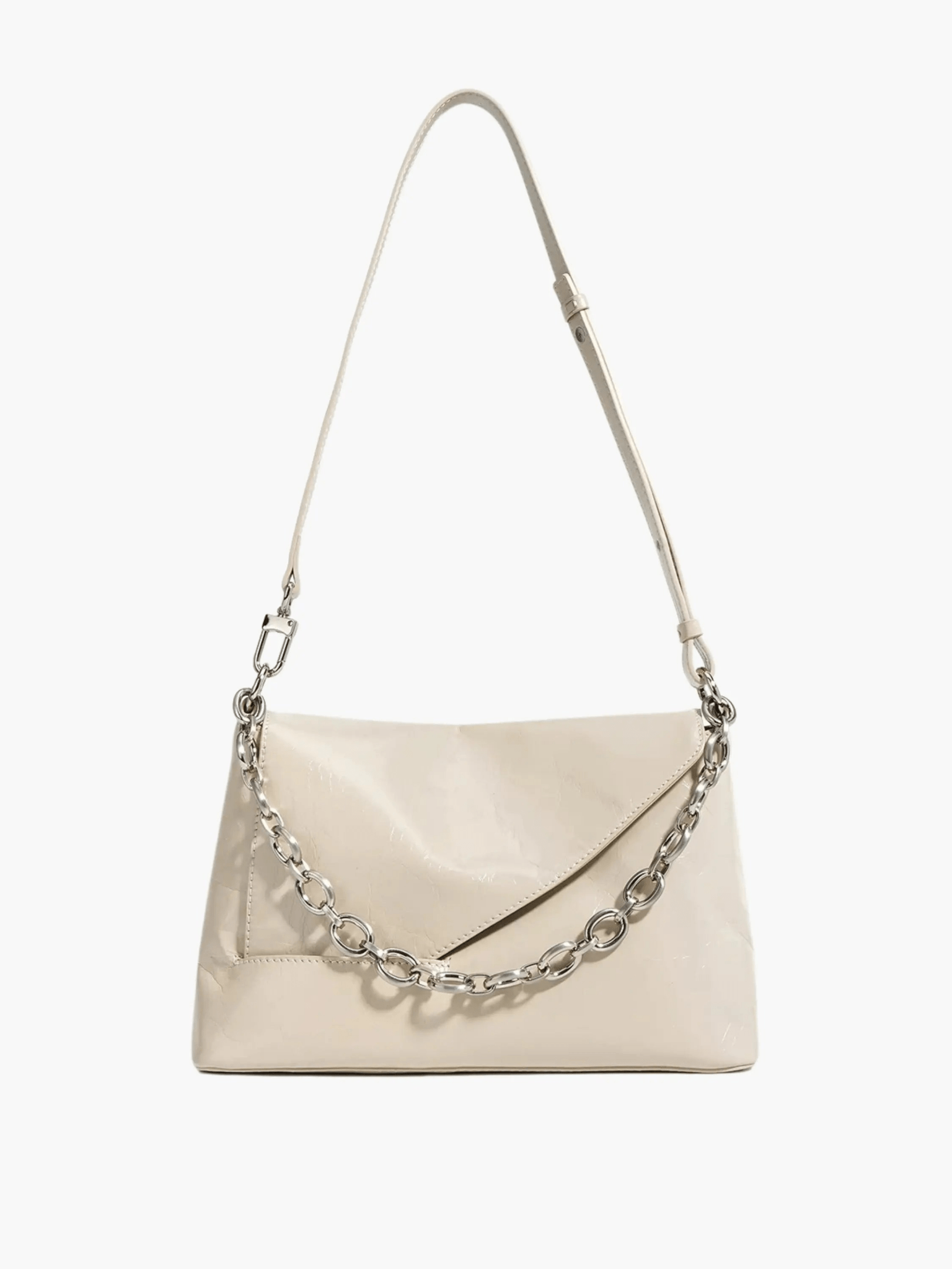 Aria | Luxe Glossy Brown Shoulder Bag – Modern & Edgy