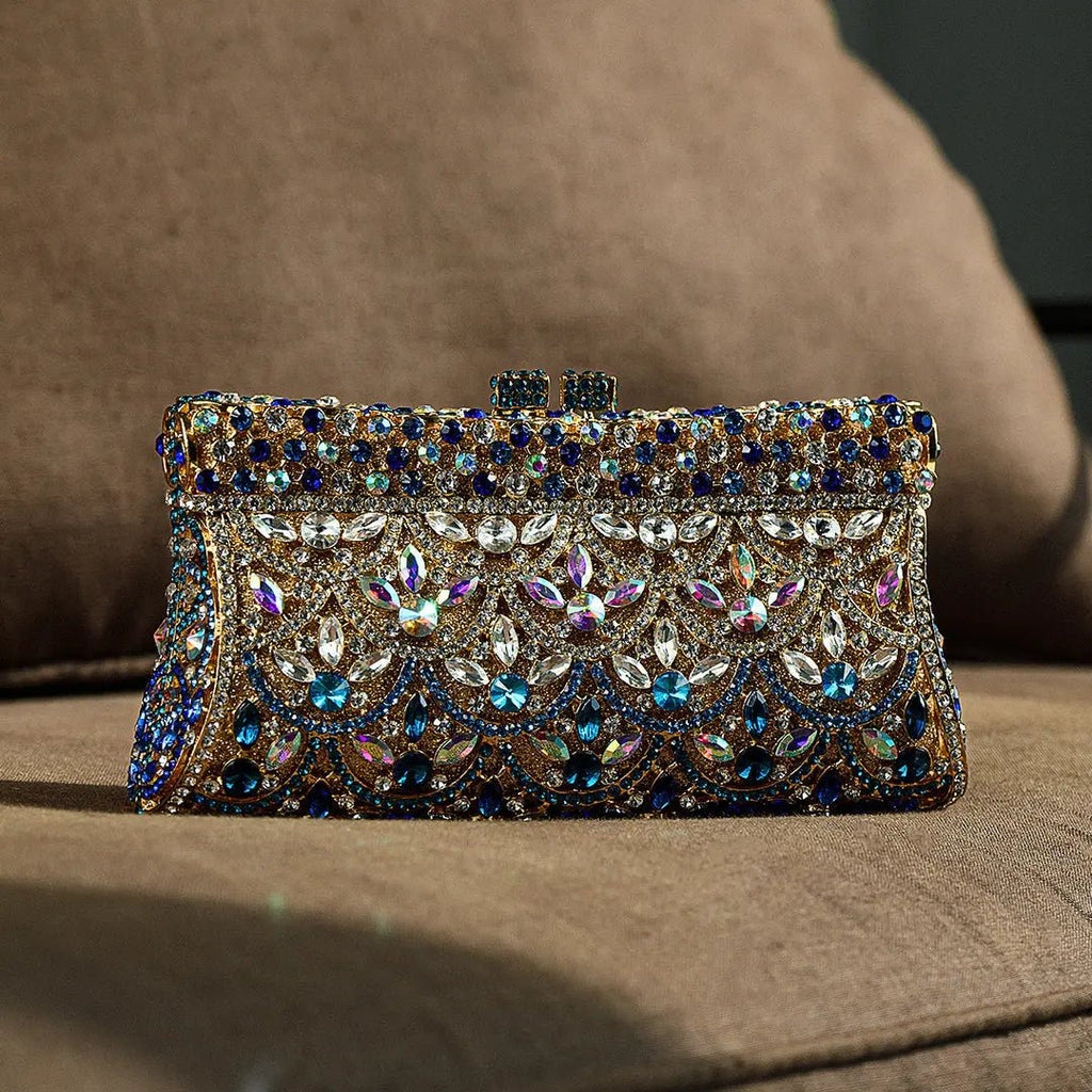 Empress | Multicolor Crystal Embellished Evening Clutch – Regal Elegance