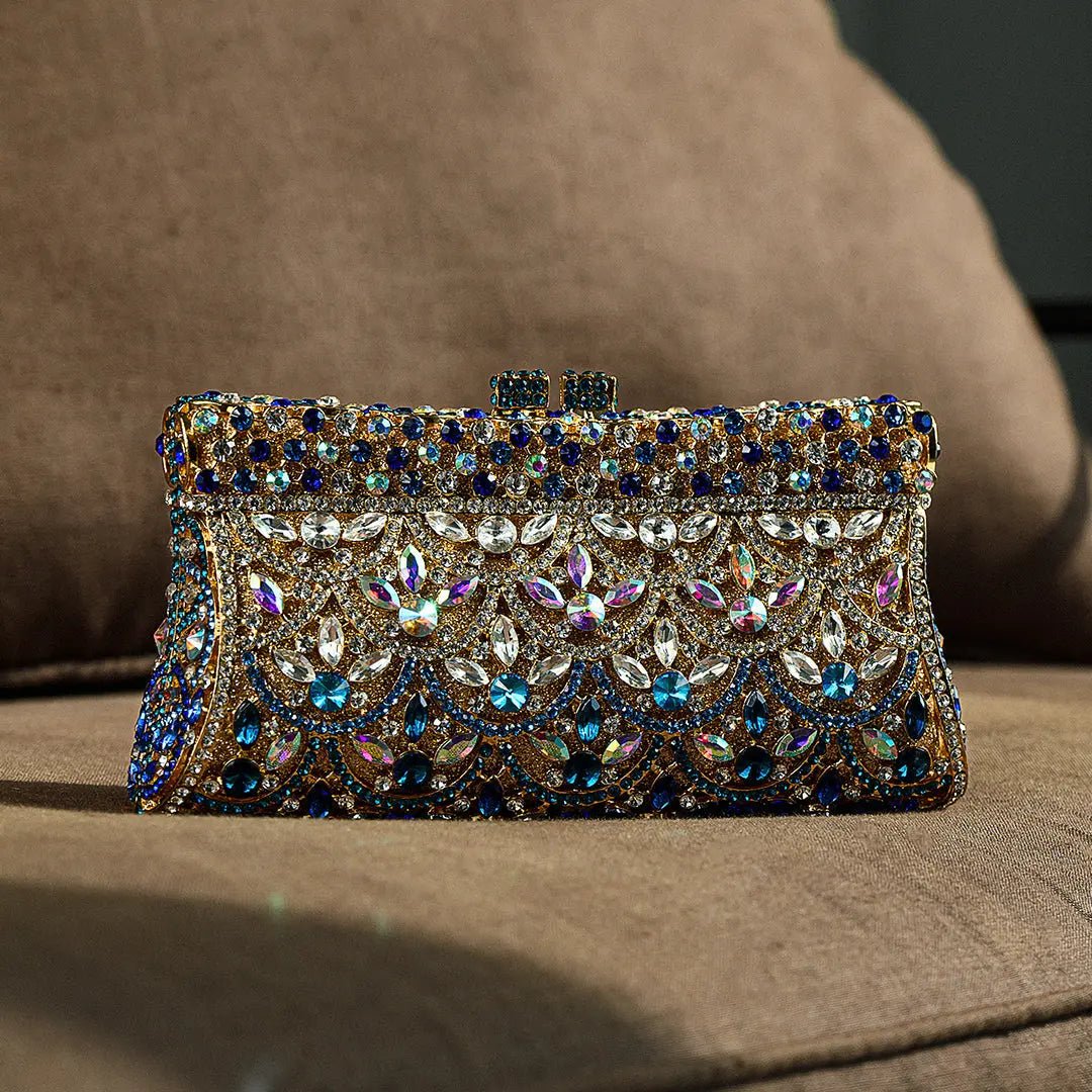 Empress | Multicolor Crystal Embellished Evening Clutch – Regal Elegance