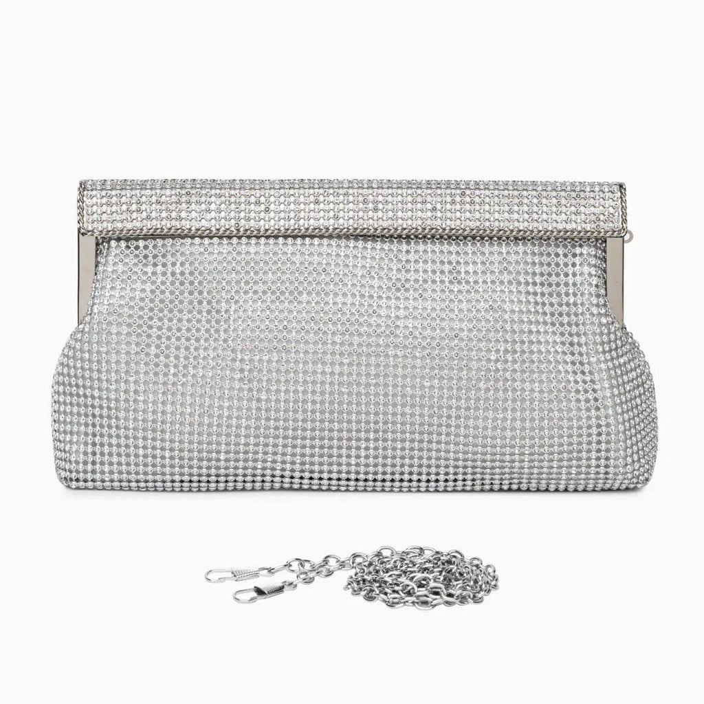 Aurora | Gold Crystal Mesh Evening Clutch – Luxe Radiance