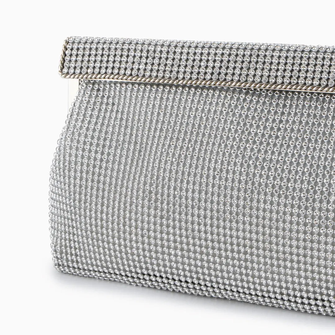 Aurora | Gold Crystal Mesh Evening Clutch – Luxe Radiance