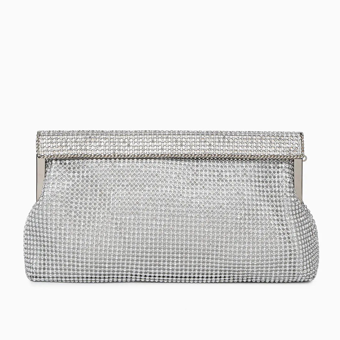 Aurora | Gold Crystal Mesh Evening Clutch – Luxe Radiance