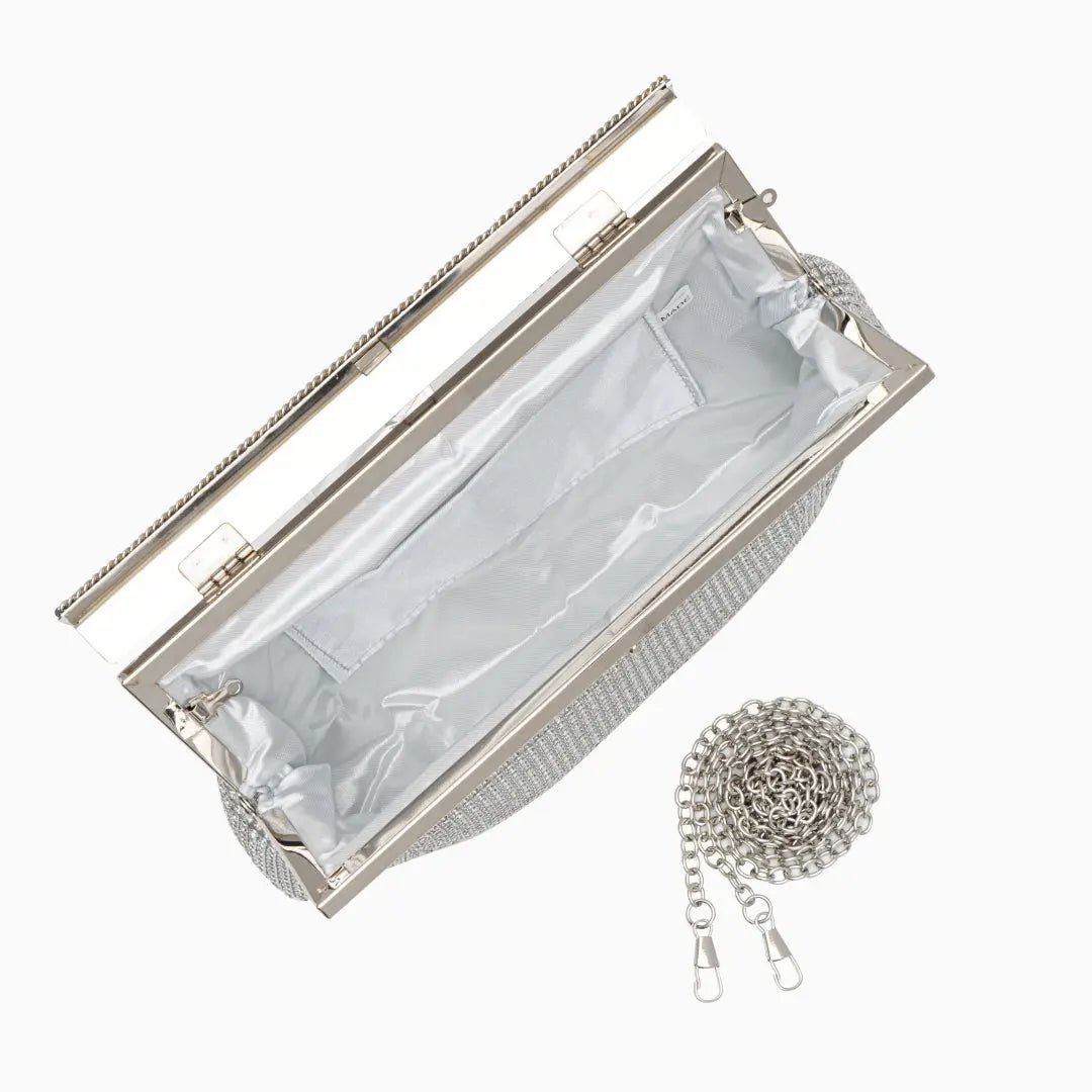 Aurora | Gold Crystal Mesh Evening Clutch – Luxe Radiance