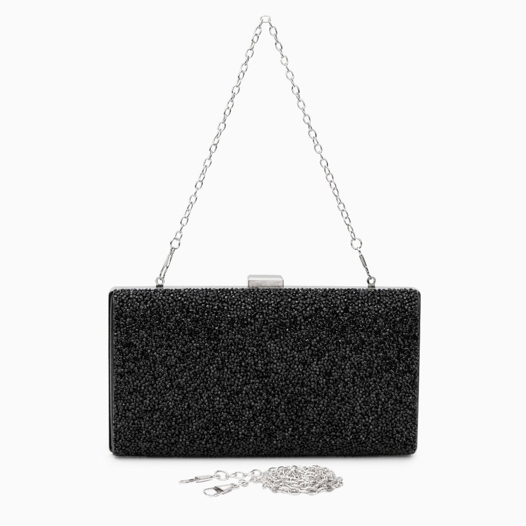 Ziranya | Black Beaded Evening Clutch – Sleek Sophistication