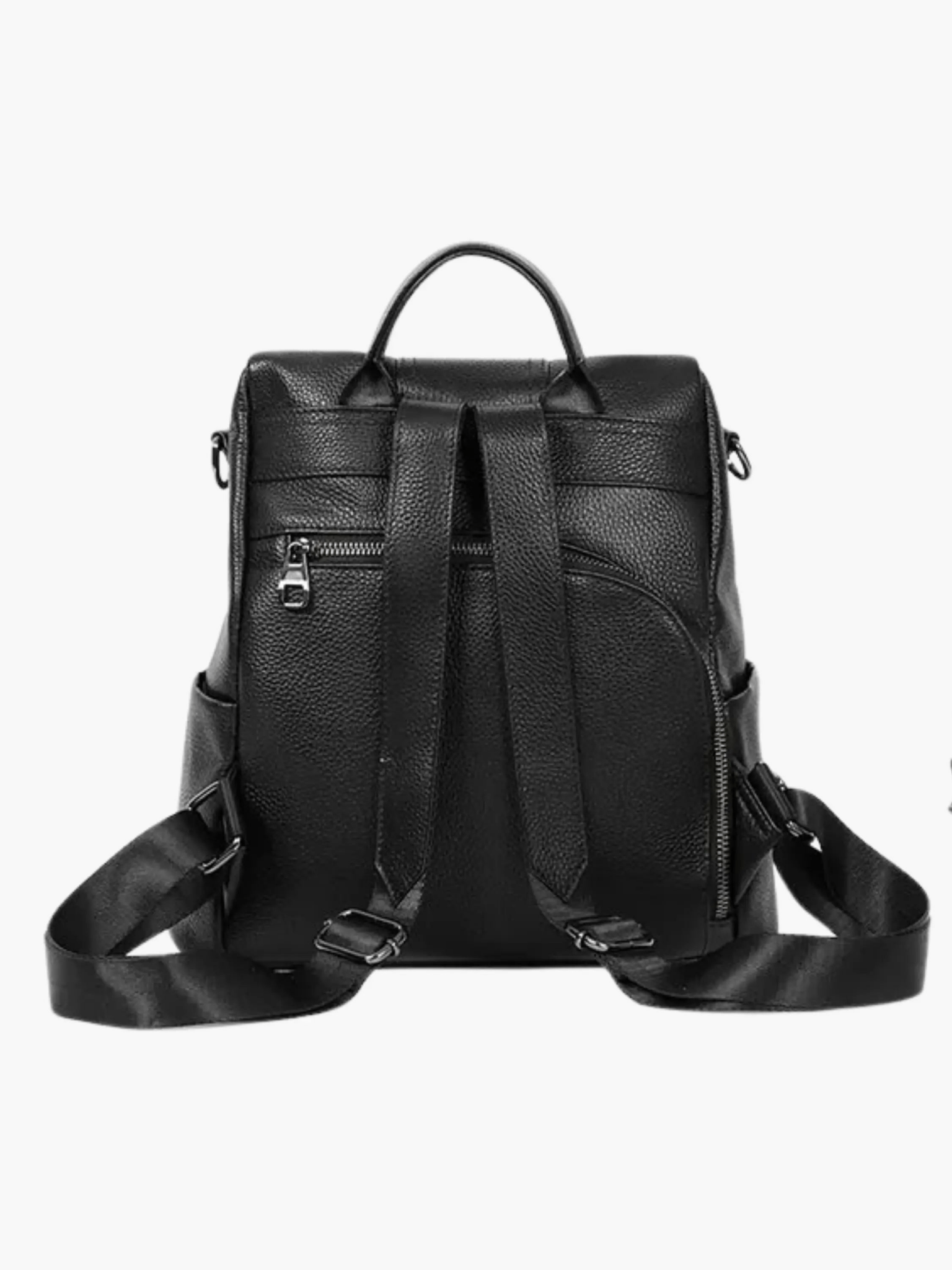 Elthia | Classic Black Convertible Leather Backpack – Timeless & Versatile