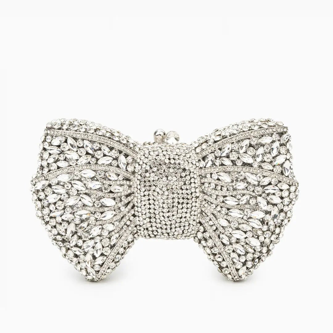 Celeste | Crystal Embellished Bow Evening Clutch – Sparkling Elegance