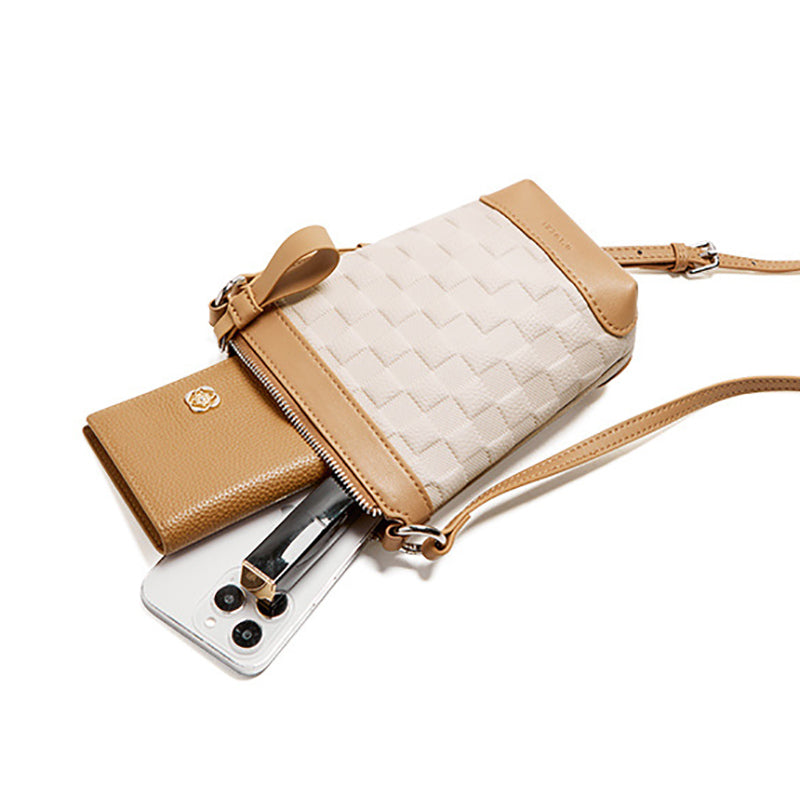 Evienne | Beige Woven Crossbody Bag – Casual Elegance & Everyday Versatility