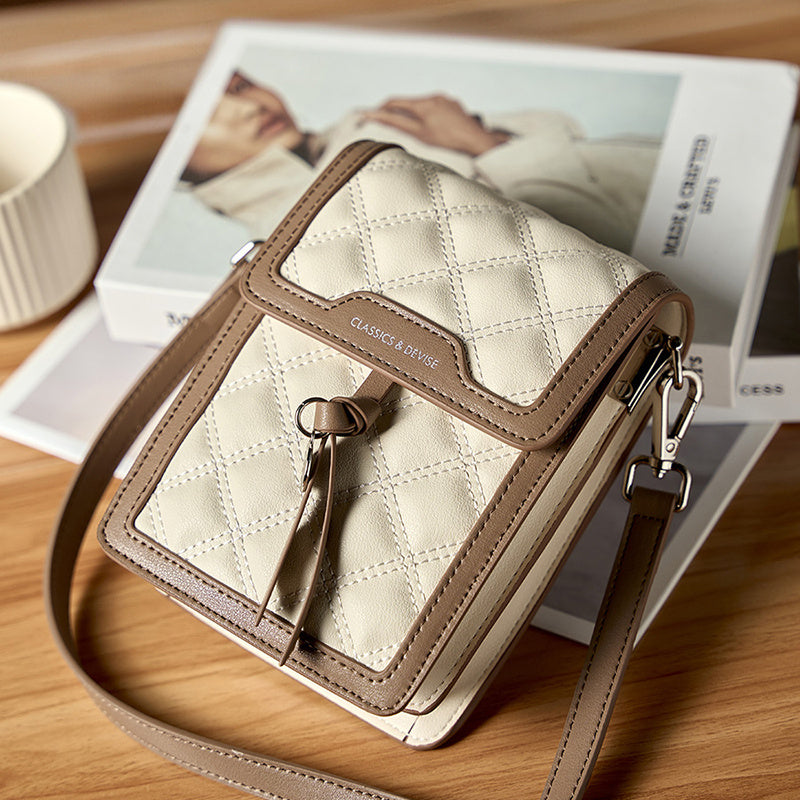 Galadriel | Beige Quilted Leather Crossbody Bag – Classic Elegance & Everyday Charm