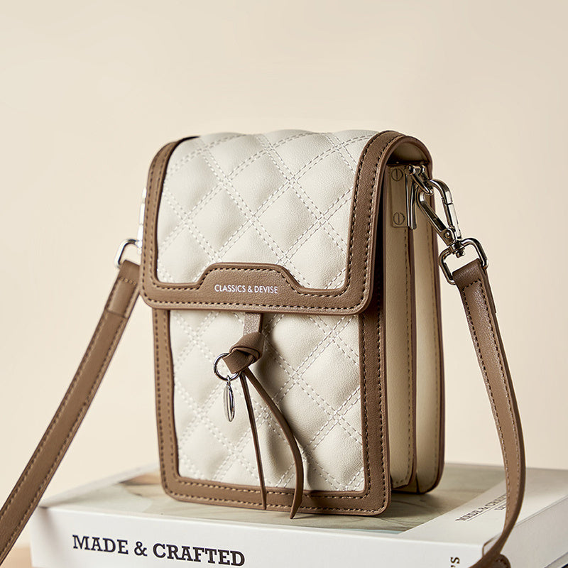 Galadriel | Beige Quilted Leather Crossbody Bag – Classic Elegance & Everyday Charm