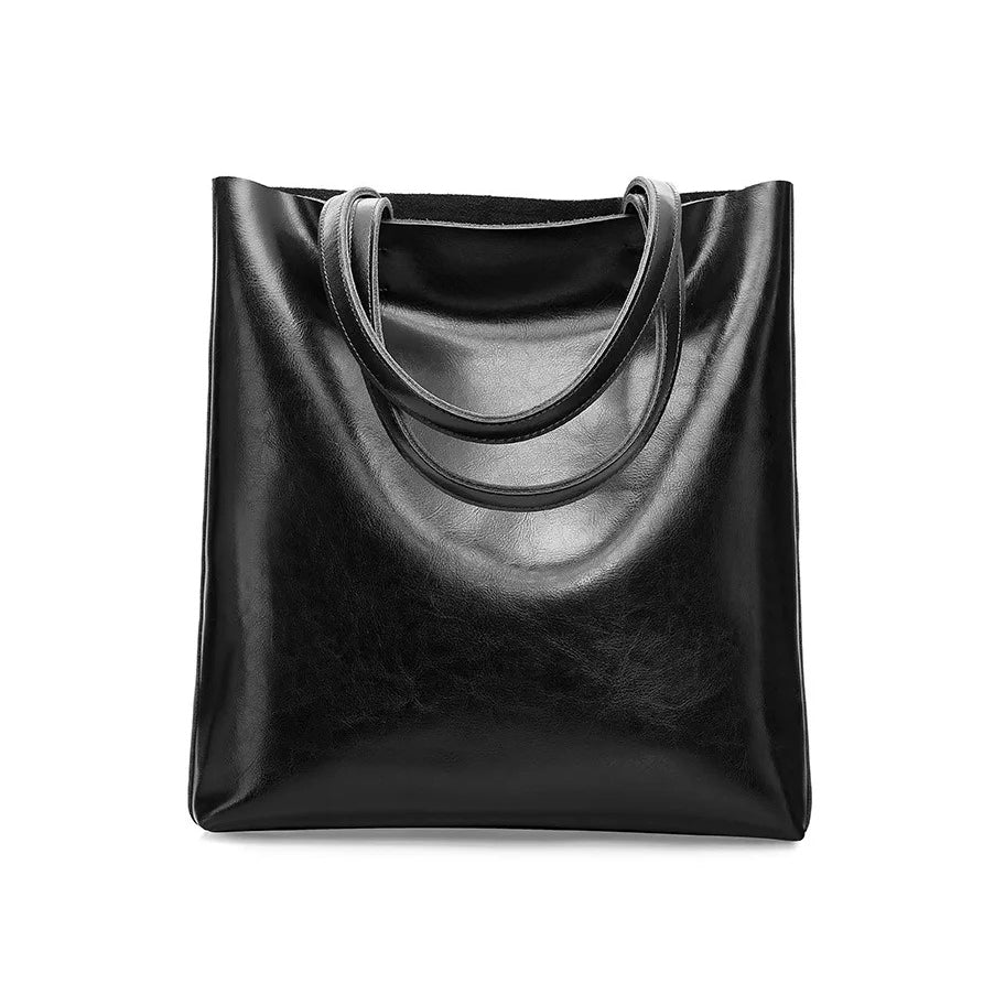 Alma | Classic Leather Tote Bag – Slim Handles & Spacious Interior