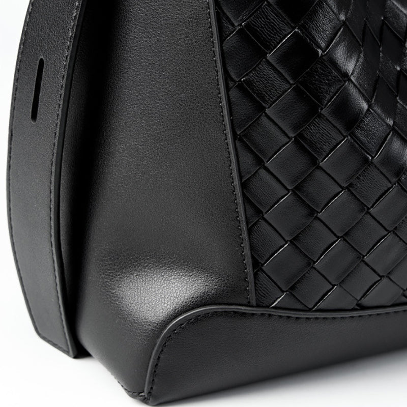 Tauriel | Black Woven Leather Crossbody Bag – Sleek & Timeless Design