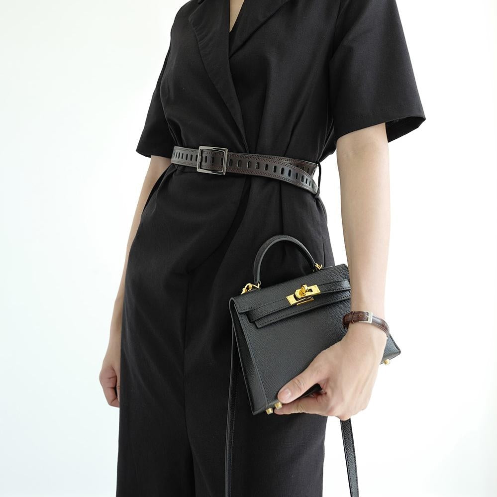 Isla | Black Structured Top-Handle Bag – Timeless & Elegant