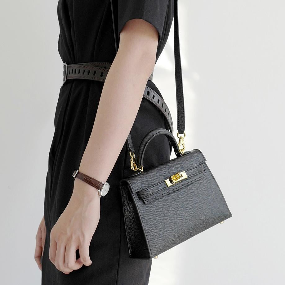 Isla | Black Structured Top-Handle Bag – Timeless & Elegant