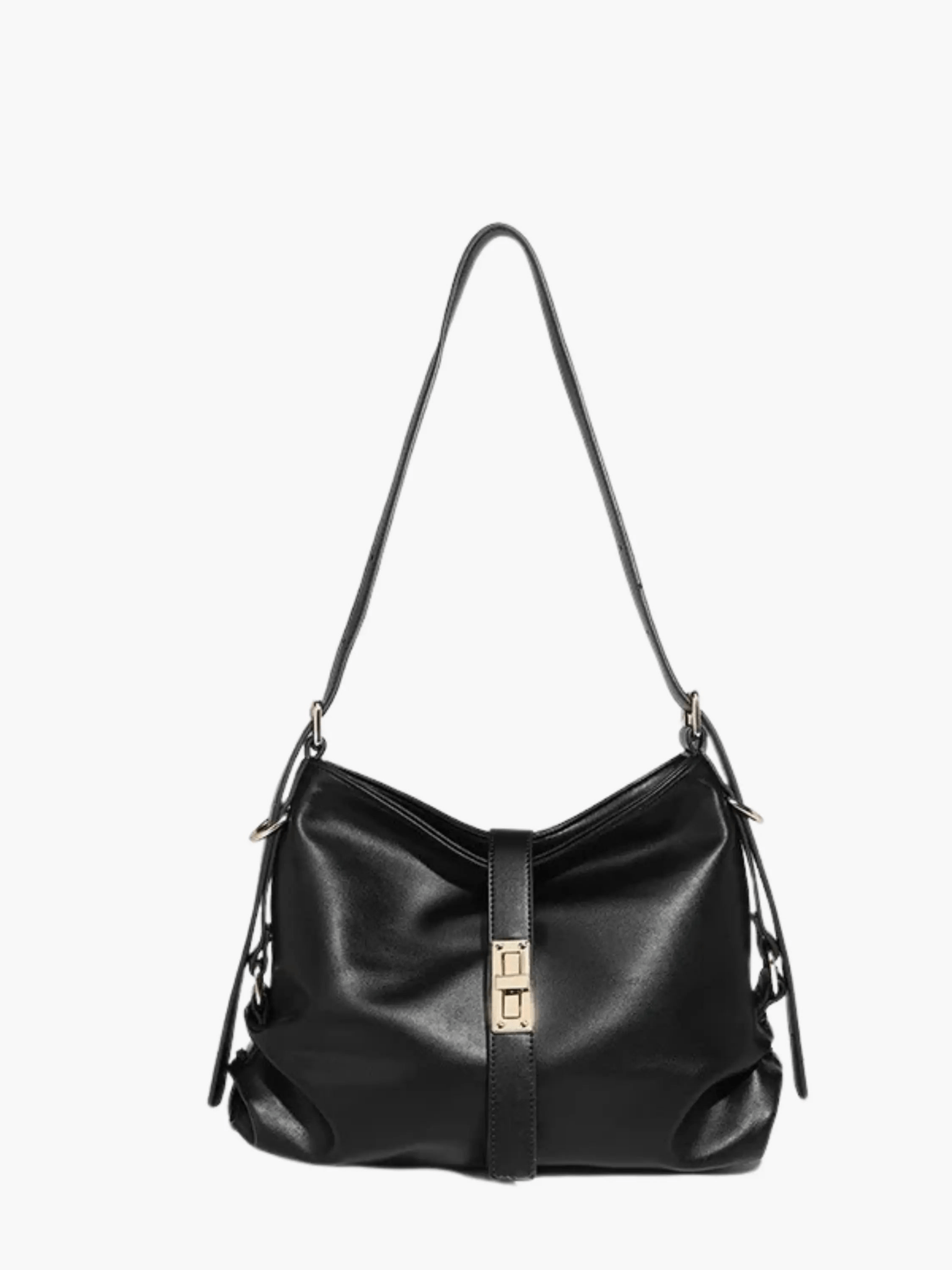 Velithra | Luxe Black Leather Shoulder Bag – Elegant & Versatile