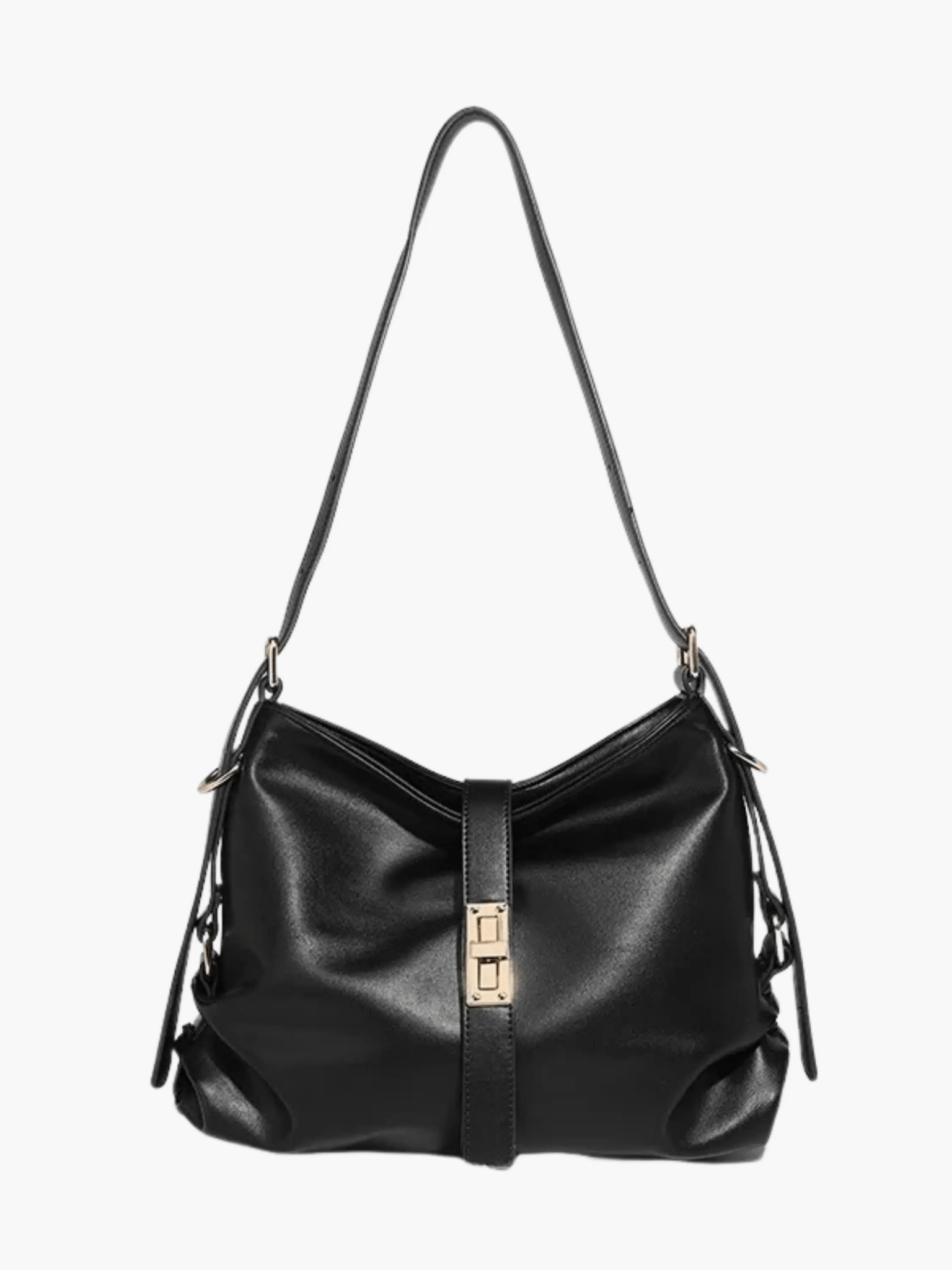 Velithra | Luxe Black Leather Shoulder Bag – Elegant & Versatile
