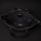 Classic Black Leather Tote Bag