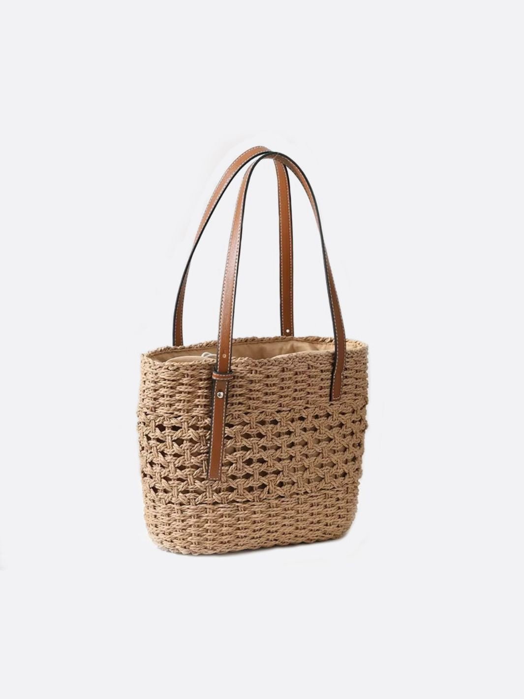 Marina Woven Rope Tote – Open-Weave Straw Bag