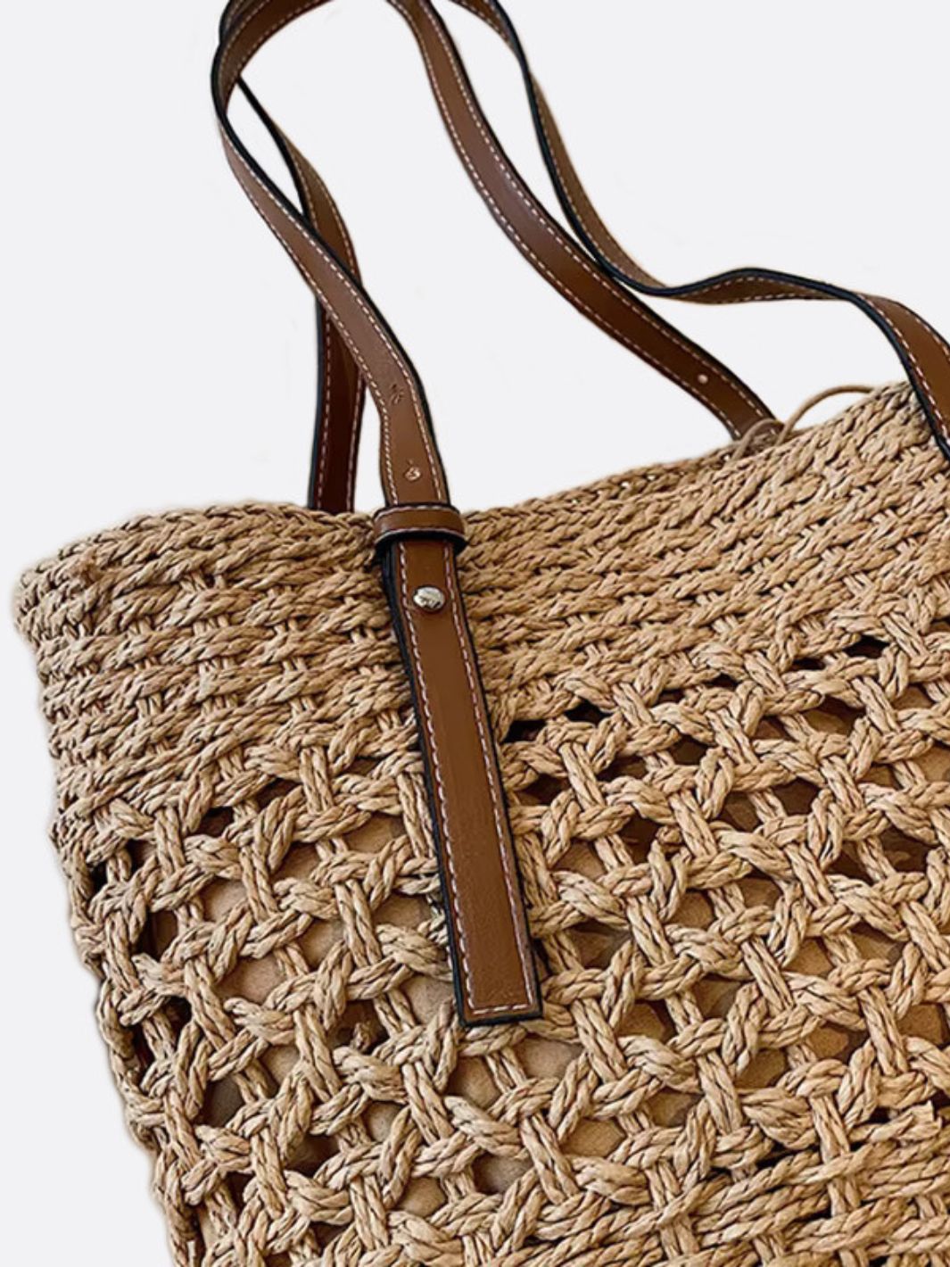 Marina Woven Rope Tote – Open-Weave Straw Bag
