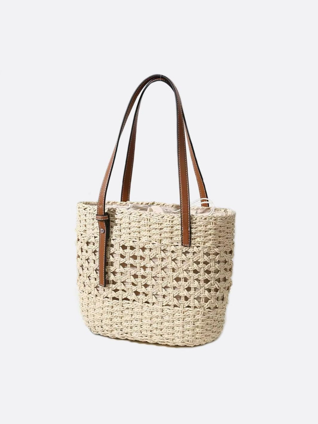 Marina Woven Rope Tote – Open-Weave Straw Bag
