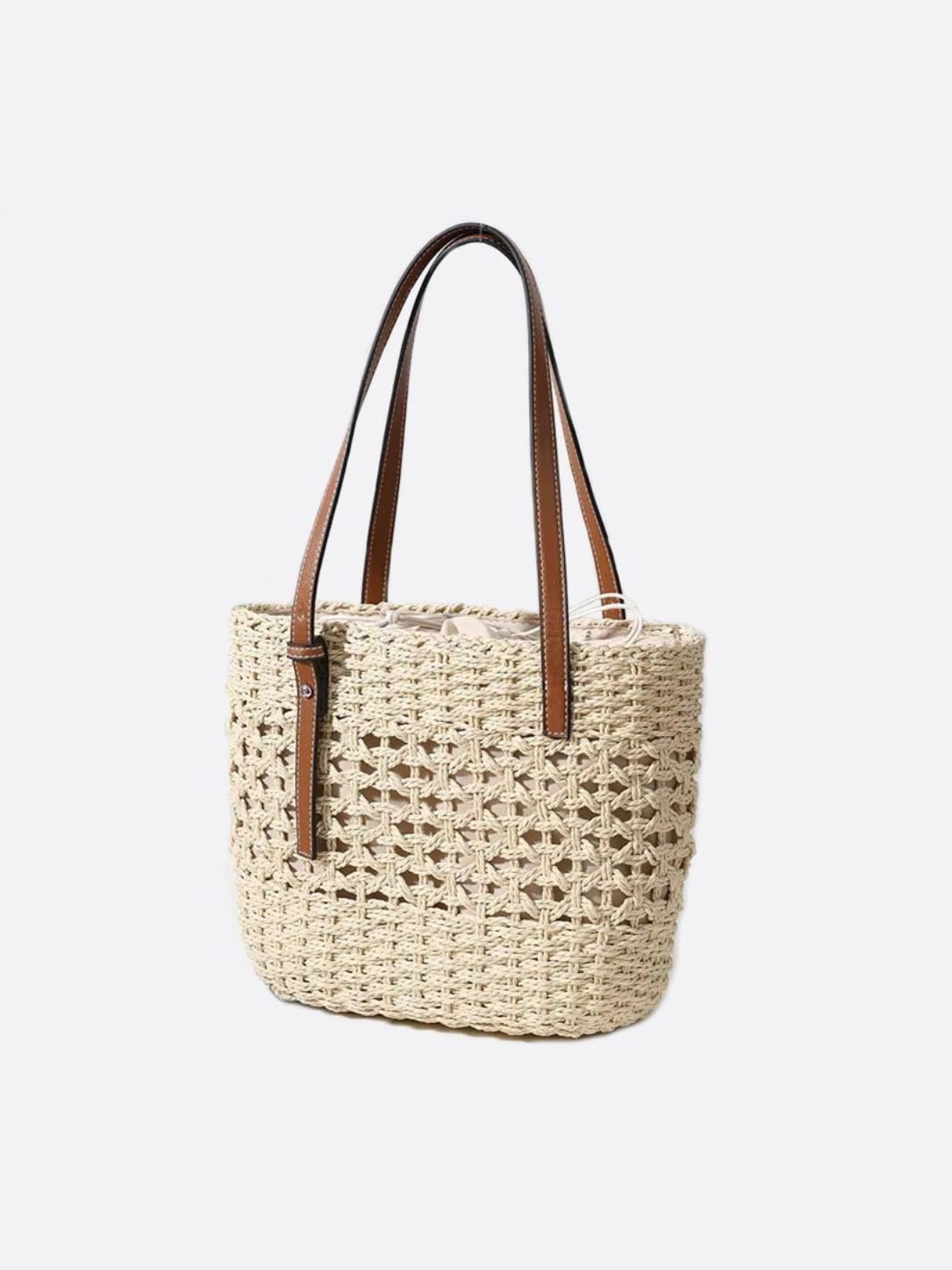 Marina Woven Rope Tote – Open-Weave Straw Bag