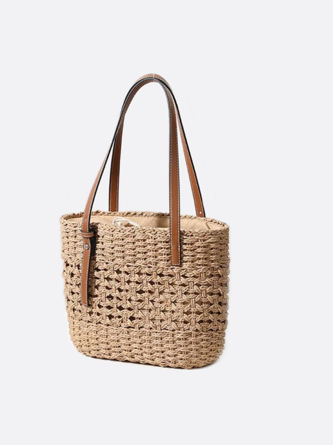 Marina Woven Rope Tote – Open-Weave Straw Bag