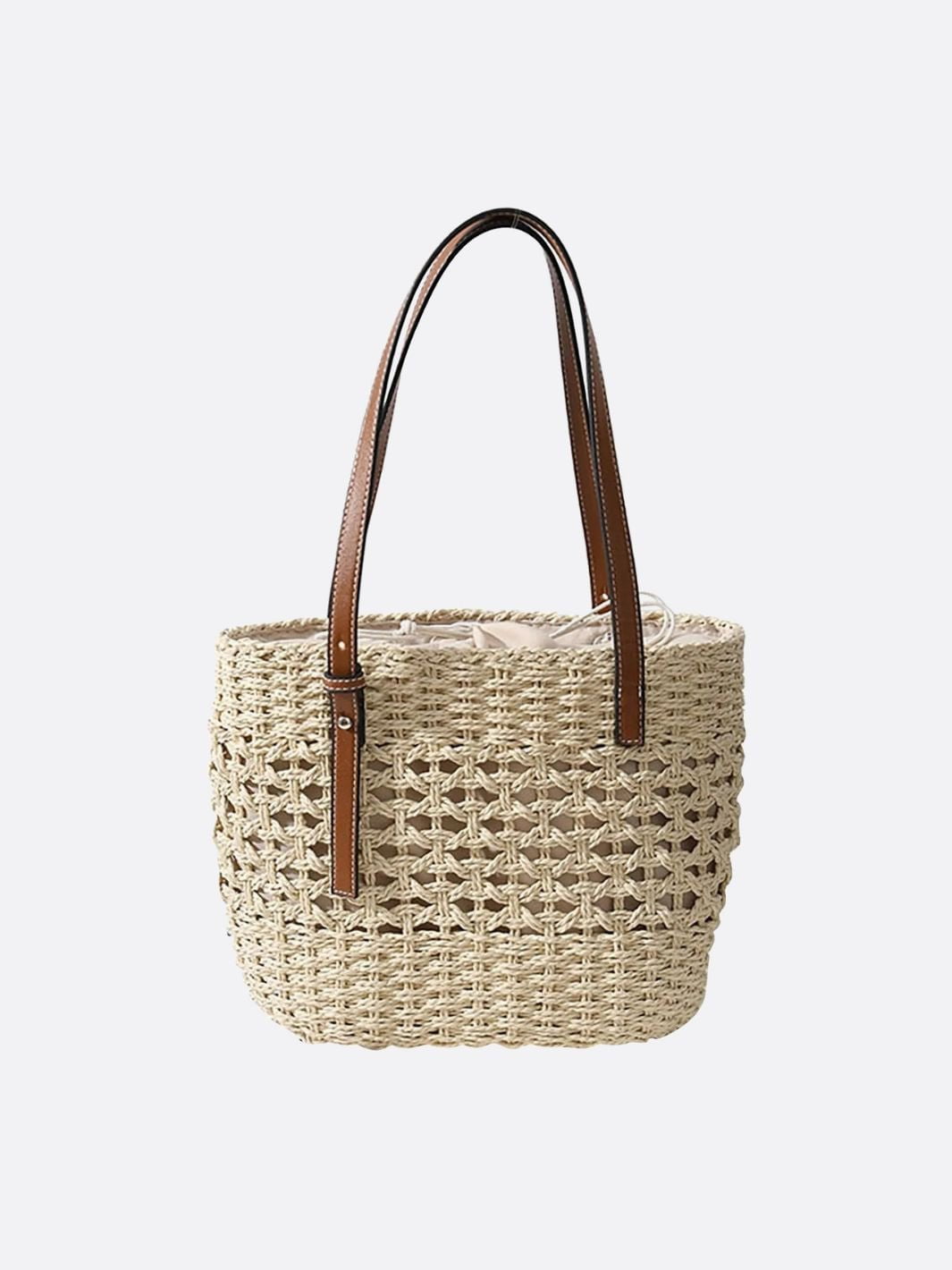 Marina Woven Rope Tote – Open-Weave Straw Bag