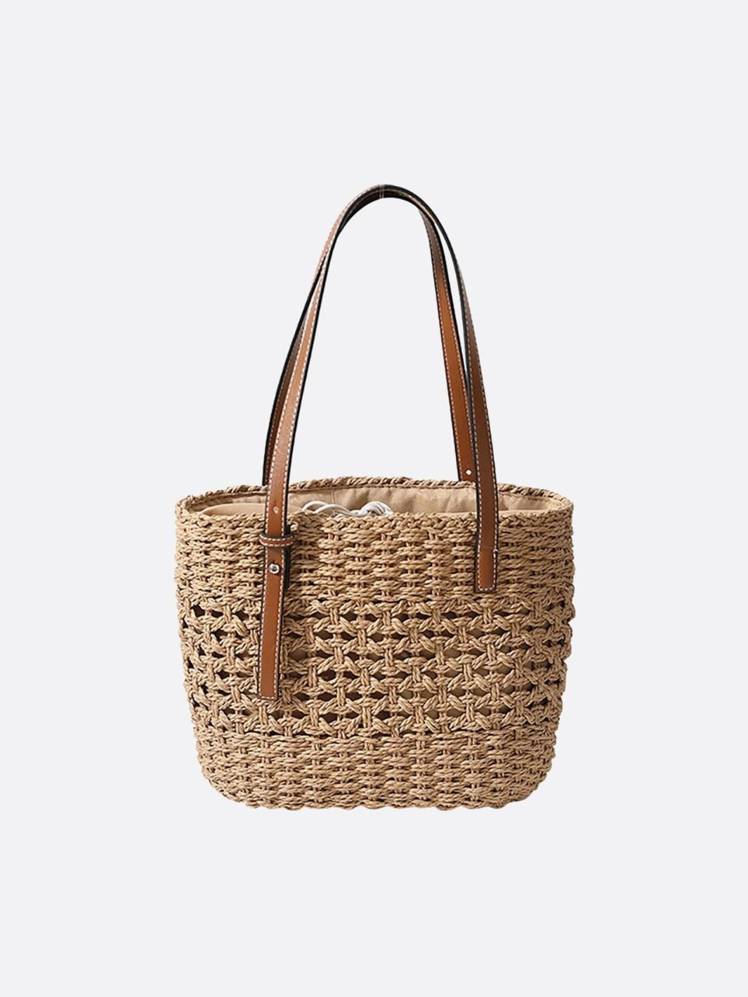 Marina Woven Rope Tote – Open-Weave Straw Bag