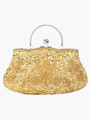 Celeste | Vintage Gold Beaded Evening Clutch – Timeless Elegance