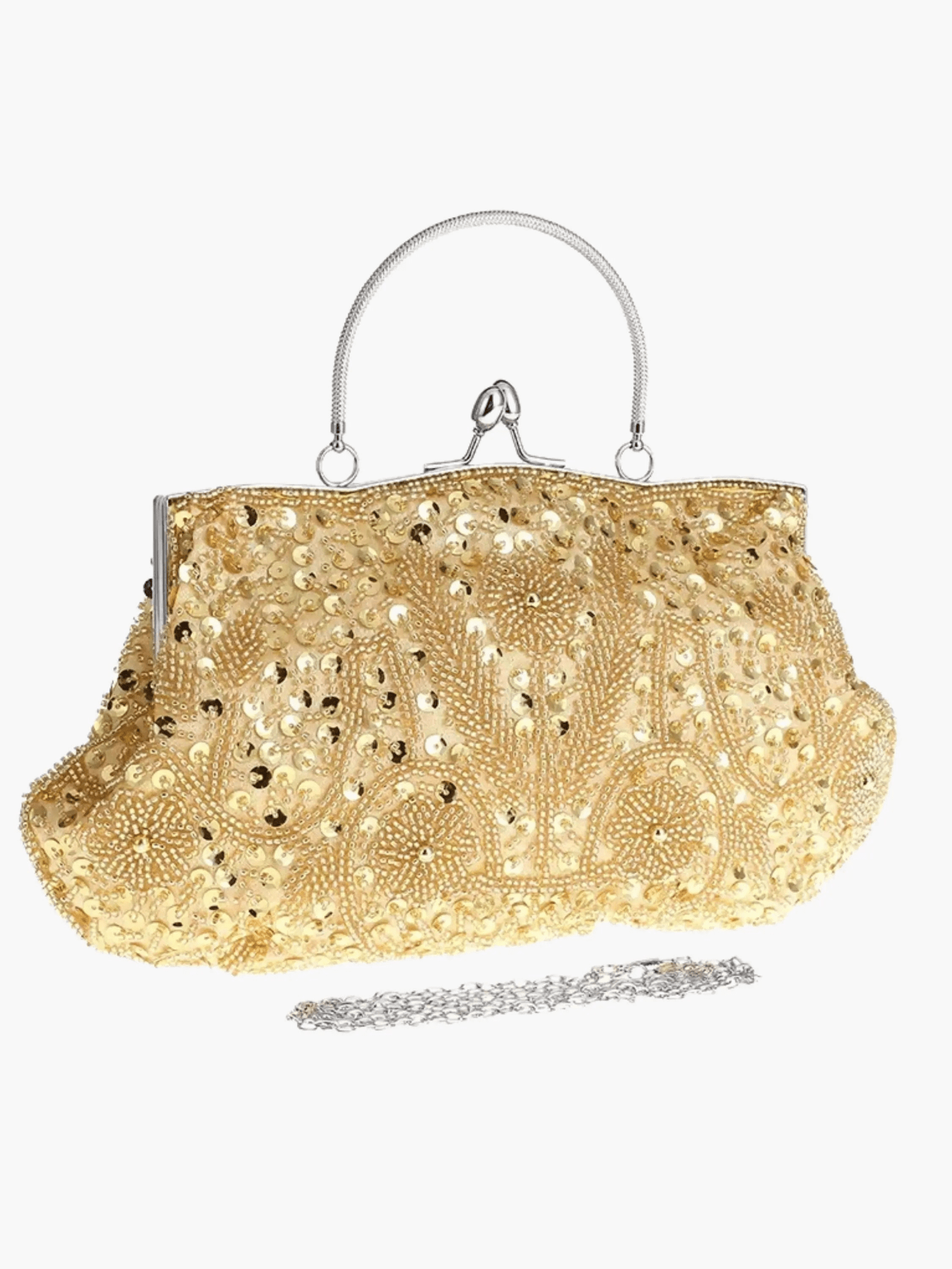 Celeste | Vintage Gold Beaded Evening Clutch – Timeless Elegance
