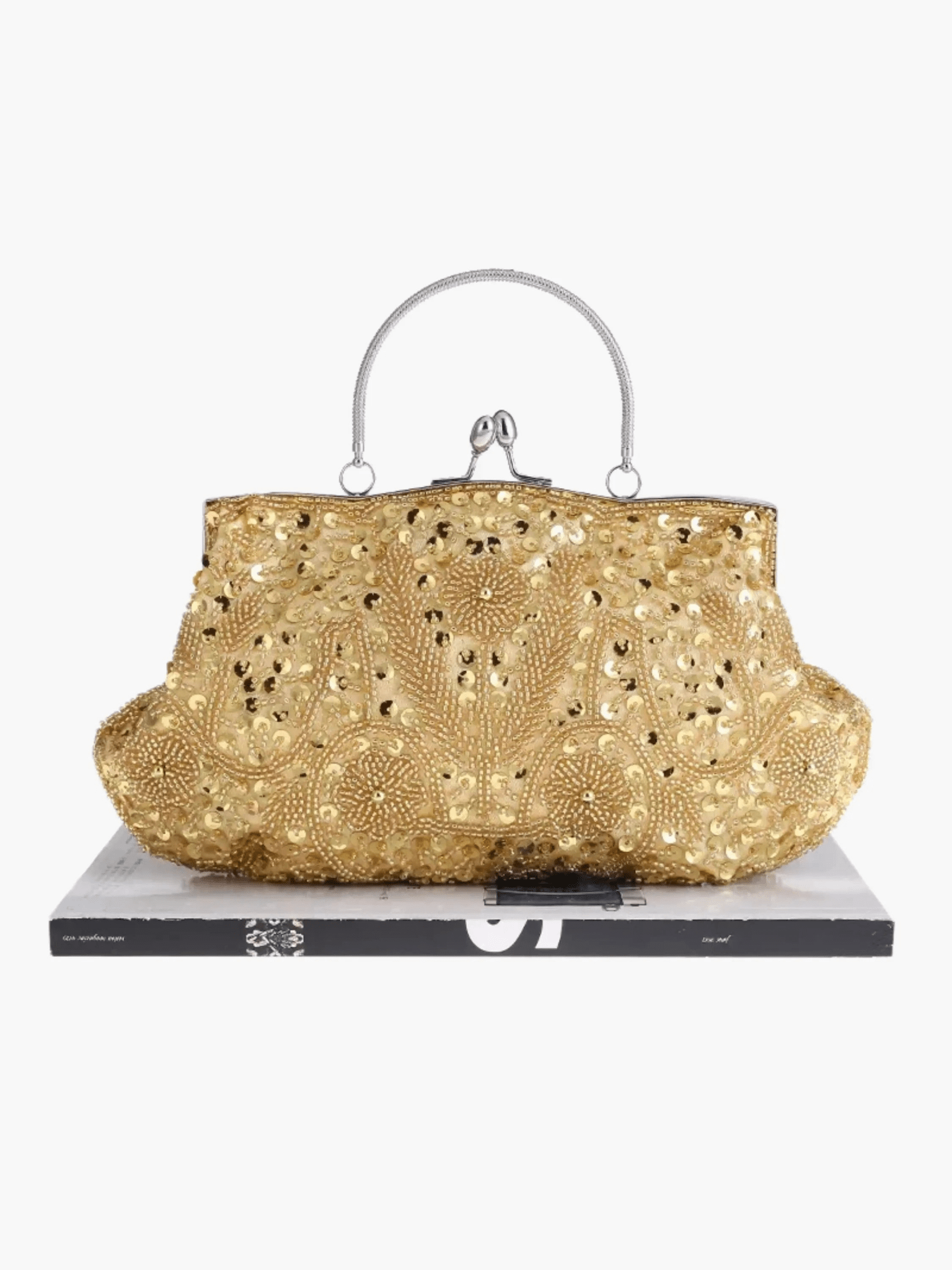 Celeste | Vintage Gold Beaded Evening Clutch – Timeless Elegance