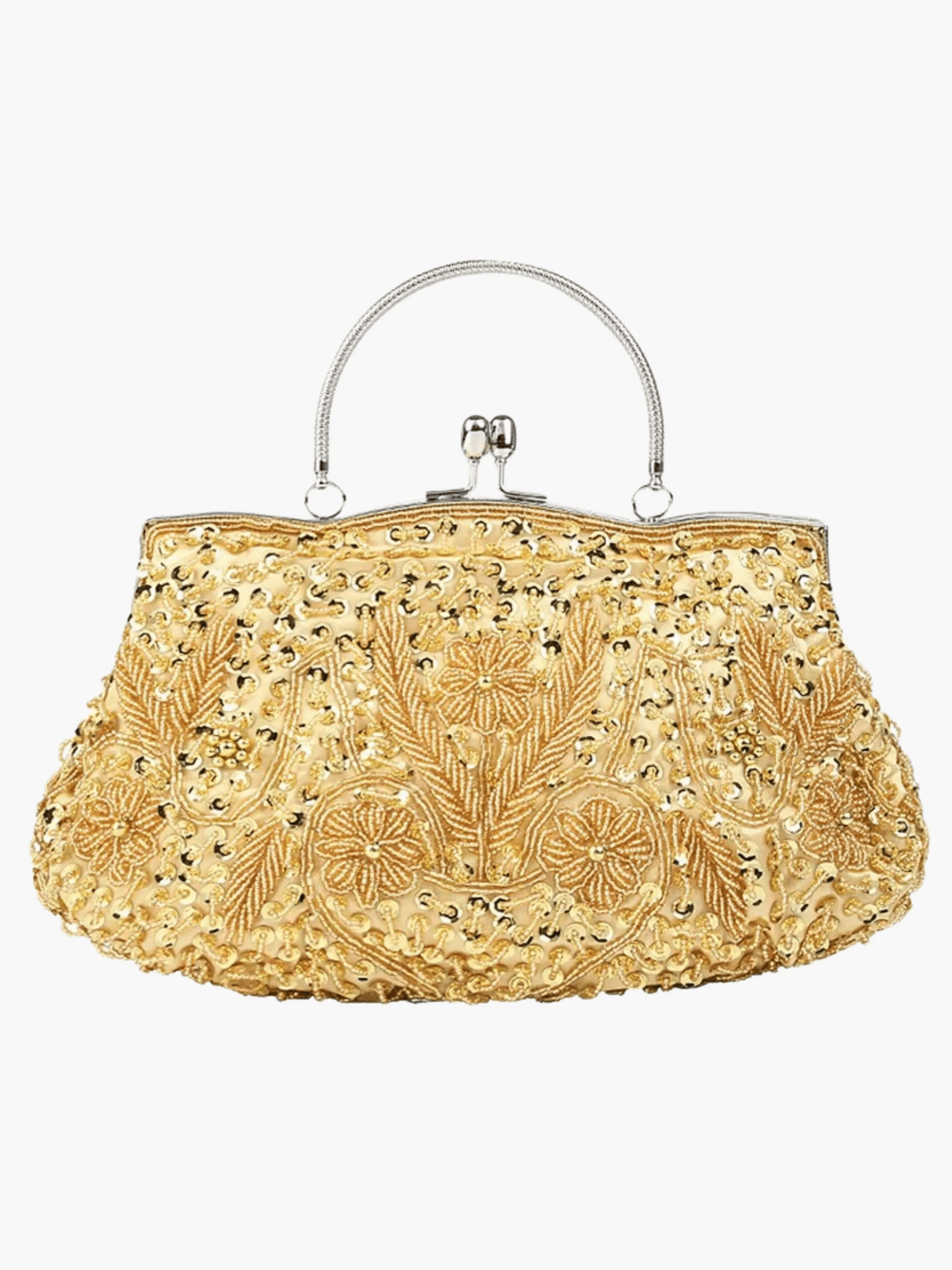 Celeste | Vintage Gold Beaded Evening Clutch – Timeless Elegance