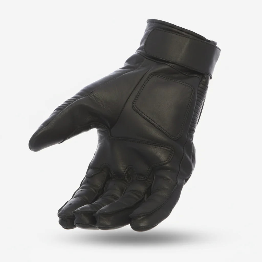 Cascade Men’s Leather Motorcycle Gloves. Armored Biker Gloves with Rubber Knuckles & Zipper Closure