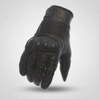 Cascade Men’s Leather Motorcycle Gloves. Armored Biker Gloves with Rubber Knuckles & Zipper Closure