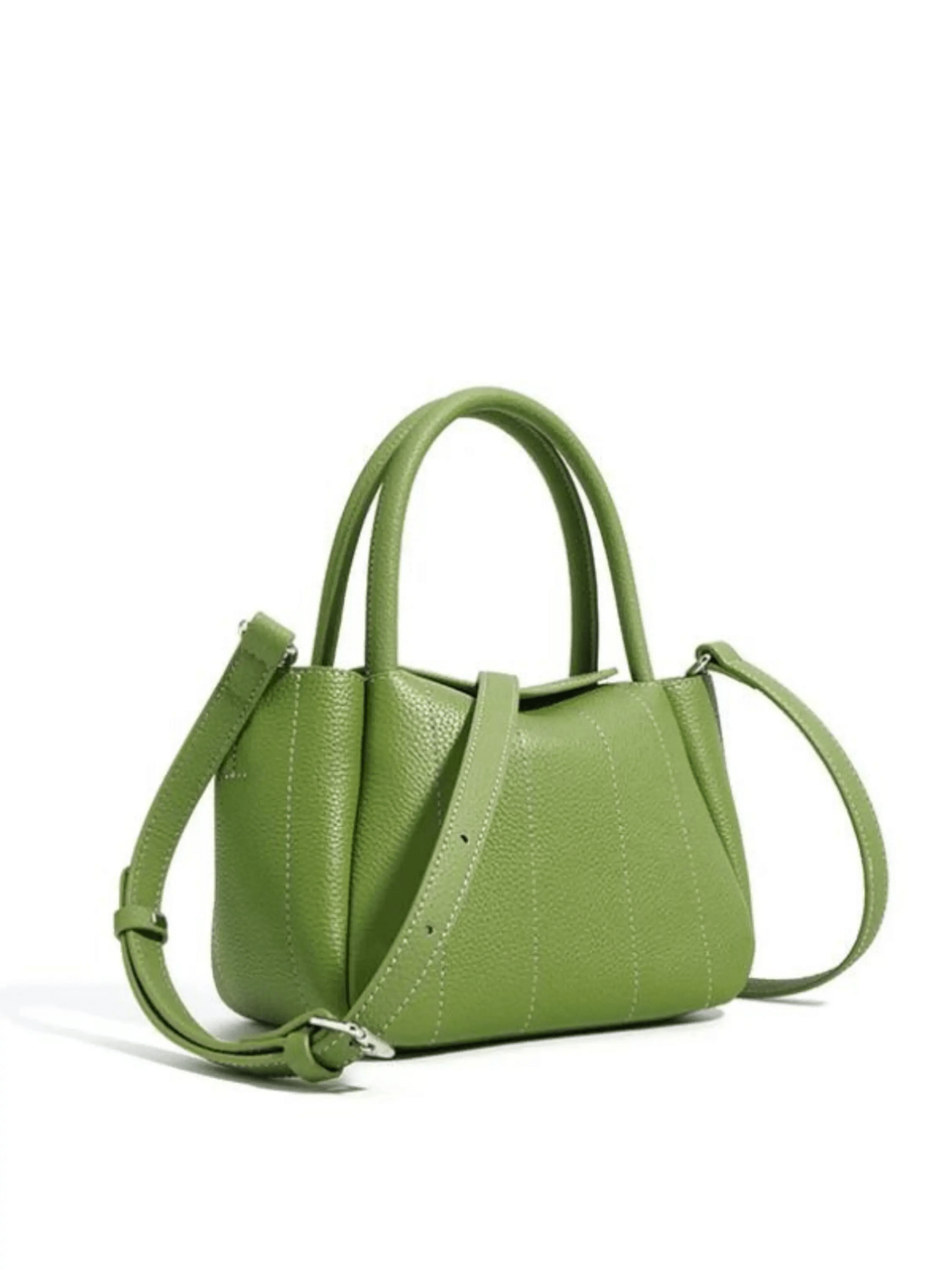Tessoria | Green Pebbled Leather Tote – Bold & Elegant