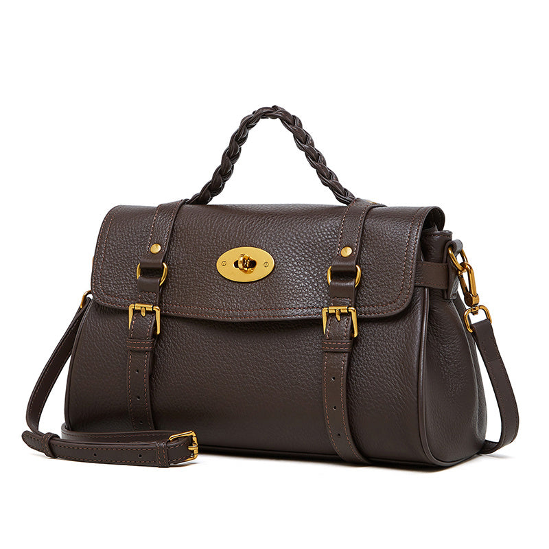 Florence | Black Braided Handle Satchel – Timeless & Elegant