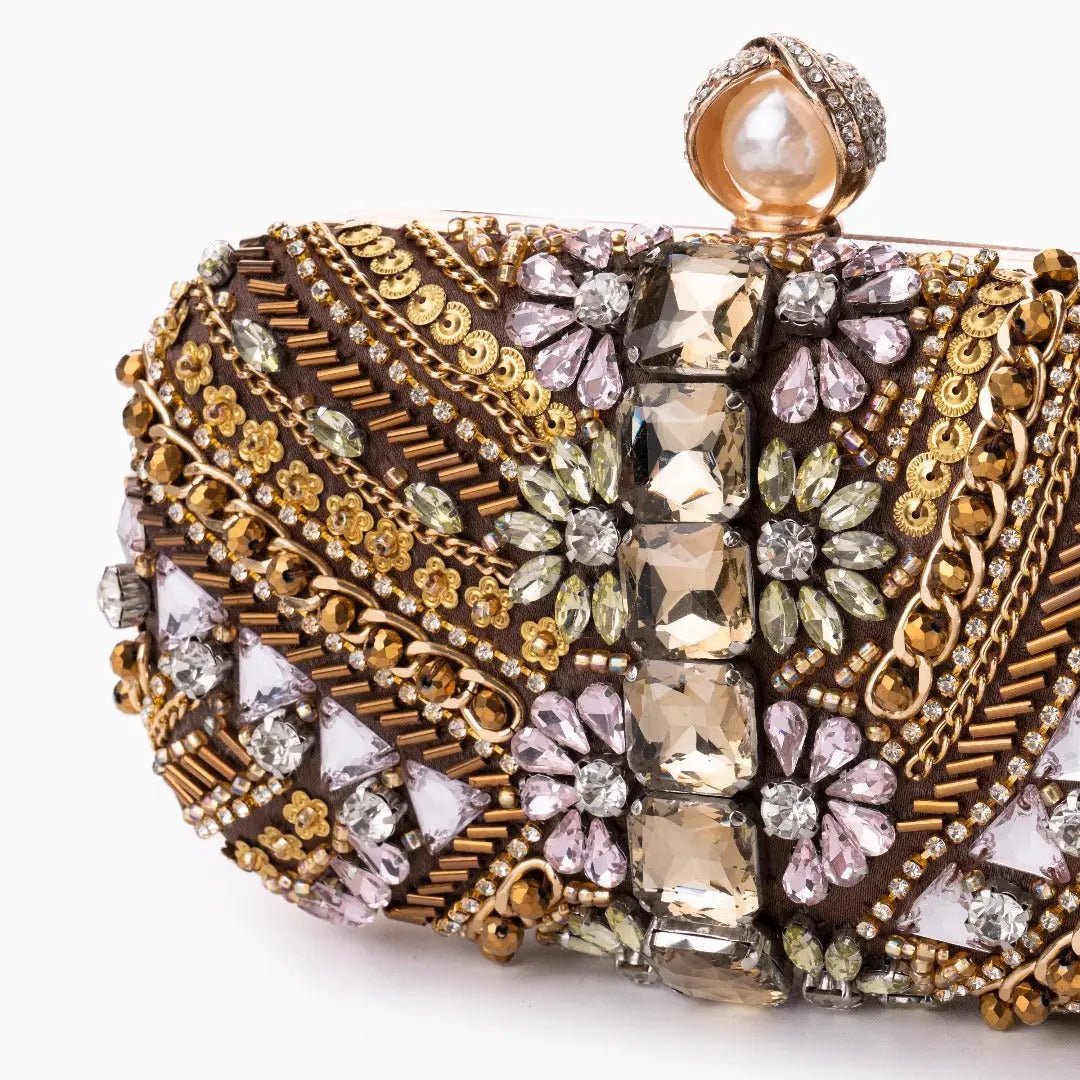 Amara | Hand-Beaded Bohemian Luxe Evening Clutch – Artful Elegance