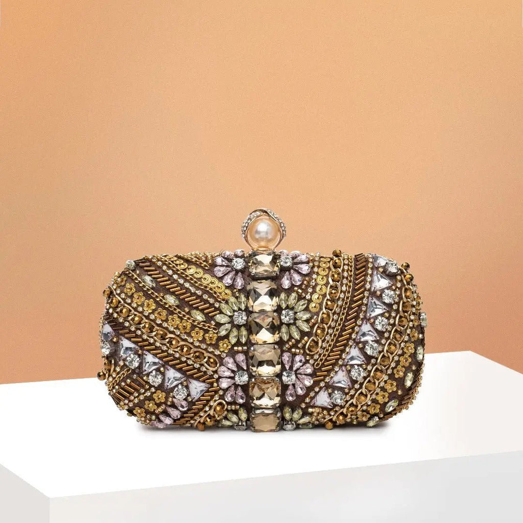 Amara | Hand-Beaded Bohemian Luxe Evening Clutch – Artful Elegance
