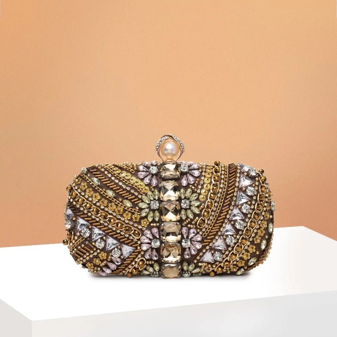 Amara | Hand-Beaded Bohemian Luxe Evening Clutch – Artful Elegance