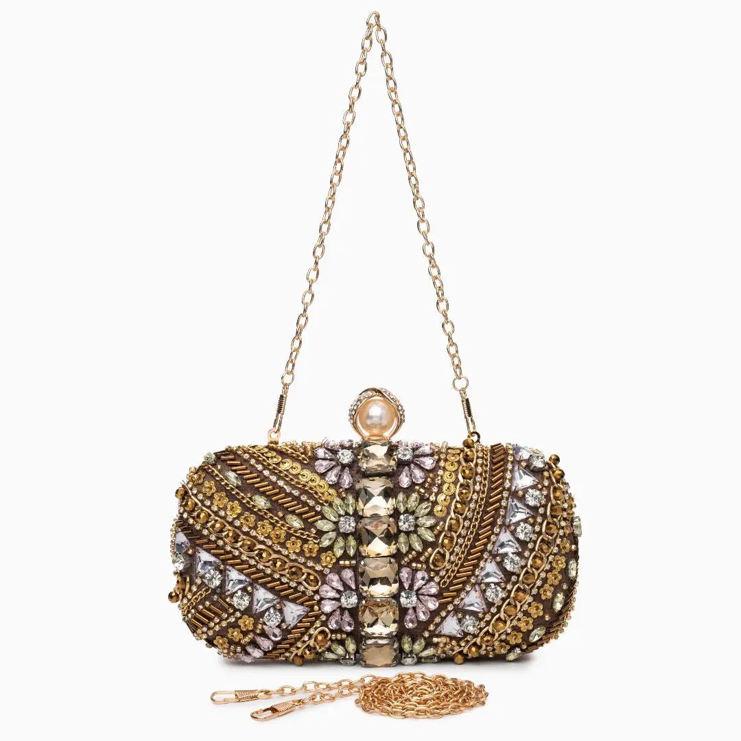 Amara | Hand-Beaded Bohemian Luxe Evening Clutch – Artful Elegance