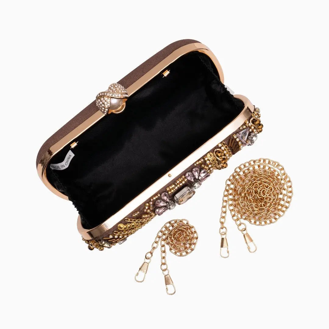 Amara | Hand-Beaded Bohemian Luxe Evening Clutch – Artful Elegance