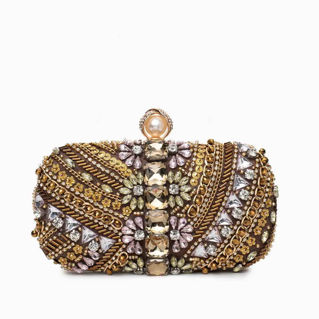 Amara | Hand-Beaded Bohemian Luxe Evening Clutch – Artful Elegance