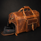 The Voyager Duffle - Cognac Full-Grain Distressed Leather Duffle Bag